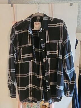 Mossimo Supply Co. Black and White Plaid Button-Down Shirt
